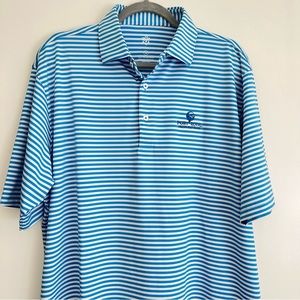 Turtleson Port Royal Hilton Head Island Blue Striped Polo, Size L